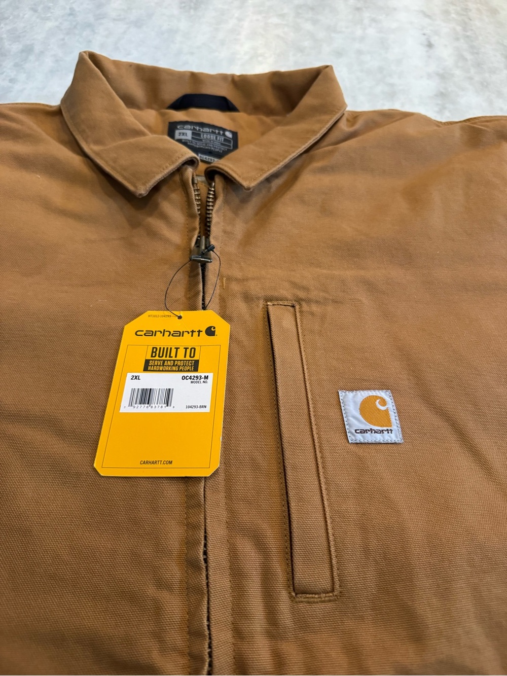 Carhartt Men's Brown Fleece Lined Duck Zip-Front Work Jacket